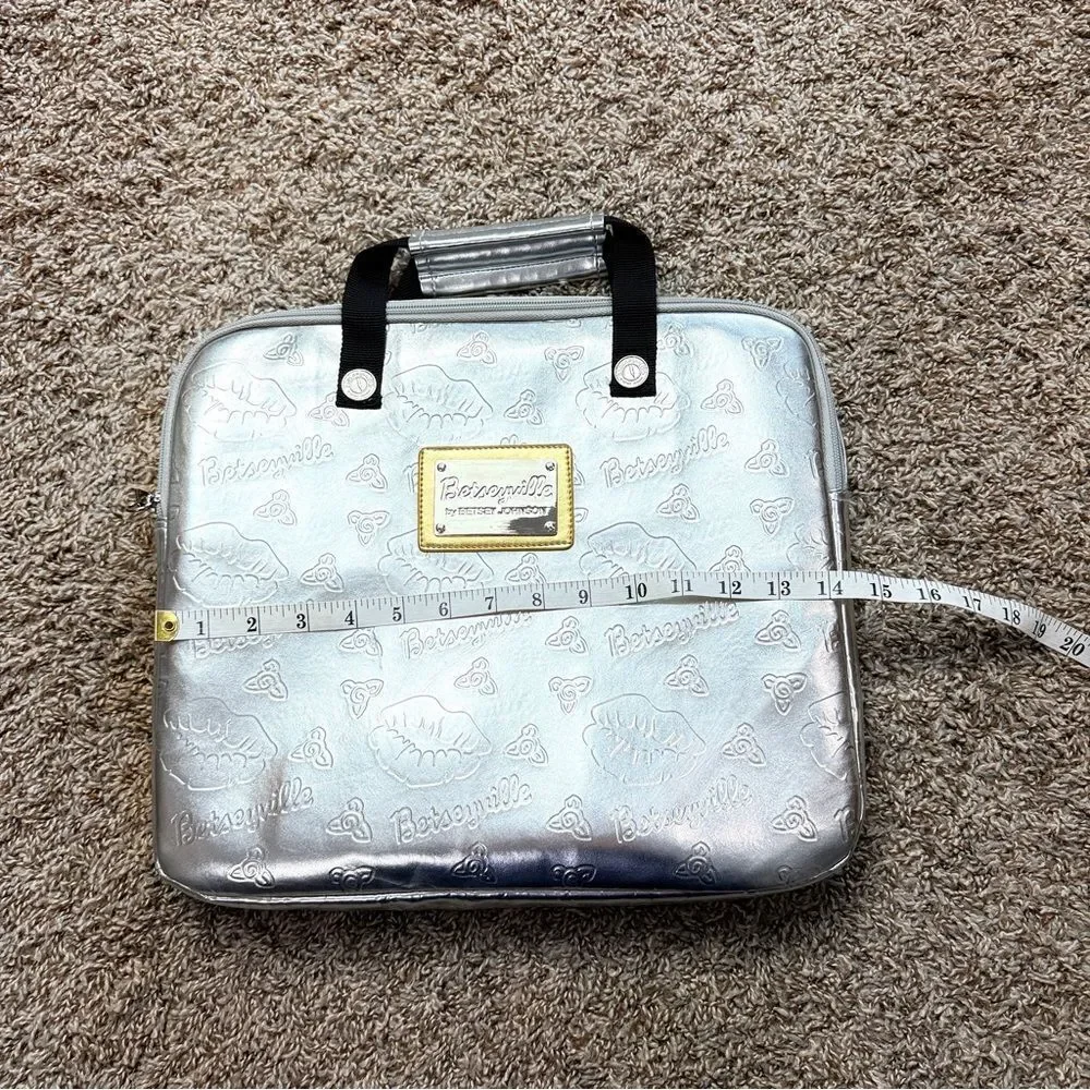 Betsey Johnson Betseyville Metallic Silver Laptop Bag